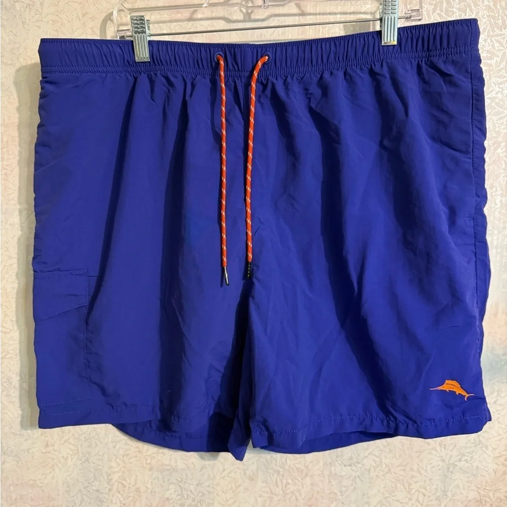 Tommy Bahama Cobalt Blue Swim Trunks with Orange Mesh And Drawstring, Sz XXL